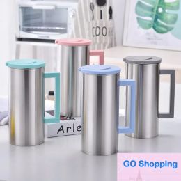 Simple 1.8L Stainless Steel Water Jug Cold and Hot Water Bottle With Handle Korean Juice Drinks Cups Coffee Mug