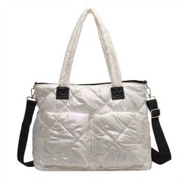 Small and versatile pleated bubble bag for casual high-capacity cotton clothing, single shoulder bag, shiny new crossbody 231007