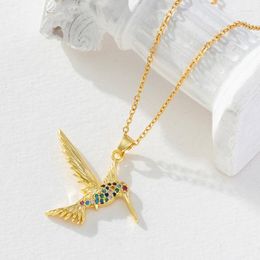 Pendant Necklaces 10pcs/lot Stainless Steel Gold Color Zircon Bird Chain Necklace For Women Party Fashion Jewelry Gift Wholesale