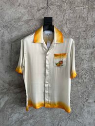 The latest summer designer shirt fashion print design single breasted short sleeved shirt high quality silk material luxury brand mens shirts