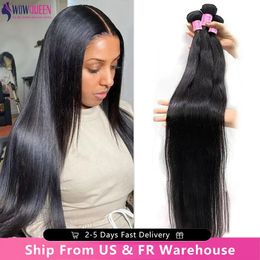 Lace Wigs 12A Straight Human Hair Bundles 28 30 inch Raw 36 38 40 Inch Long Thick Brazilian Weave 231007