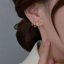 Geometry Elegant Stud Earrings Women Shining Cubic Zircon 18K Gold Silver Diamond Earings Earring Ear Rings Wedding Engagement Par269S