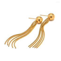 Stud Earrings Youthway Metal Stainless Steel Bead Bar Tassel Unusual PVD Gold Colour Cast Texture Fashion Jewellery