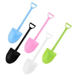 Disposable Ice Cream Spoon Shovel Shaped Scoop Black White Small Thicken Scoops Plastic Dessert Cake Spoons