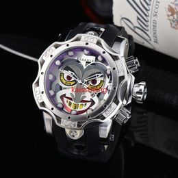 ksa Luxury Brand Undefeated Reserve Venom DC Comics Joker Rubber Strap 52mm Men Quartz Watch Reloj Hombres314f261o