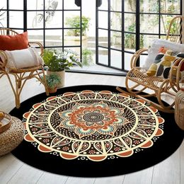 Carpets Ethnic style carpet circular mandala carpet mat household hanging basket rocking chair living room coffee table mat 231006