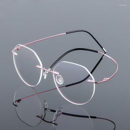 Sunglasses Frames Ultralight Eyeglasses Memory Titanium Rimless Reading Glasses Men & Women Presbyopic Brand Design 2023