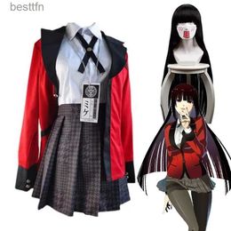 Anime Costumes Kakegurui Jabami Yumeko Cosplay Come Halloween Sayaka Compulsive Gambler Anime School Girl Pleated Skirt Uniform Full SetL231101