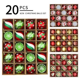 Christmas Decorations 20pcs Christmas Ball Christmas Spheres Ornaments Set 6cm Electroplated Painted Ball Christmas Day Decoration Pendant Navidad 231006