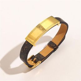 New Style Fashion Bracelets Women Bangle Designer Jewelry Faux Leather 18K Gold Plated Stainless steel Bracelet Womens Wedding Gif223I