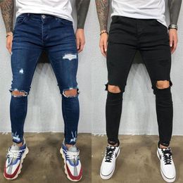 E-BAIHUI 2021 stile europeo nuovi jeans da uomo foro stretch piedi elastici jeans strappati pantaloni in denim da uomo S-2XL241i