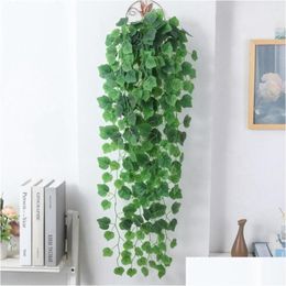 Decorative Flowers Wreaths Artificial Plant Vines Wall Hanging Decoration Simation Green Ivy Leaf Rattan Leaves Branches Home Drop Del Dhot6