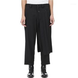Double men's trouser skirt pants and nine-point tapered bobbin trousers deconstructed vertical cut yohji spring pants S-9XL309h