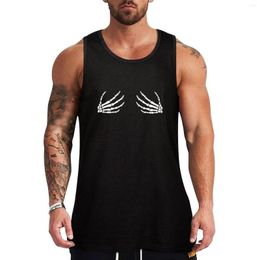 Men's Tank Tops Halloween Skelton Hands On Chest Funny Costume For Ladies Top Gym T-shirts Sleeveless