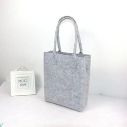 Shopping Bags Men Minimalist Grey Felt Shopping Bag Ladies Wool Felt Casual Tote Bag Woman Vegan Handbag Shoulder Purse 231006