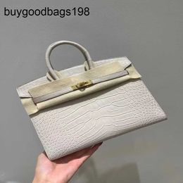 Designer Bag Handbags Handmade Imported Bay Crocodile Skin Womens American Bk25 Full Hand Stitched Platinum 30 Customized Handbag
