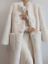 Women's Fur Faux Fur Autumn Winter Long Stand Collar Faux Fur Coat for Women Thickened Plush Fur Coat Women Medium Length Jackets Faux Fur CoatL231007