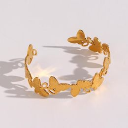 Bangle Trendy Butterfly Bangles For Women Luxury Style Gold Color Adjustable Stainless Steel Fashion Jewelry Friends Gift