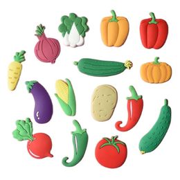 Fridge Magnets 15 Pcs Creative Cartoon PVC Fridge Magnets Vegetables Pumpkin Onion Magnetic Toys Toddler Souvenir Refrigerator Magnets Home Dec 231007