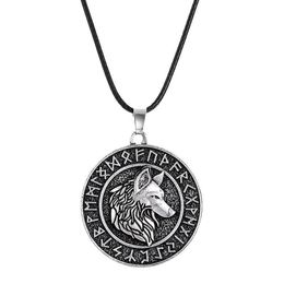 Pendant Necklaces Vintage Nordic Viking Pirate Necklace Round For Men Odin Mount Celtic Wolf Punk Male AccessoriesPendant340H