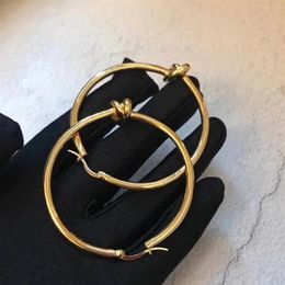 European designer Jewellery earrings KNOT large gold finish yellow copper circle earrings luxury woman wedding engagement earrings212O