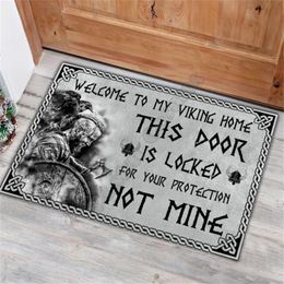 Carpets Viking Welcome To My Viking Home Please Remember House Doormat Non Slip Door Floor Mats Decor Porch Doormat 231006