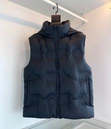 2023 Autumn/Winter New Men's Down Vest Detachable Hooded Standing Collar Down Coat Outdoor Warm Thickened Black Jacket M-3XL