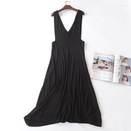 Women's Sleepwear Fdfklak Summer Nightgowns Women Strap Long Dress Sexy Deep V Black Classic Nightwear Female Night Shirt Nuisette Femme