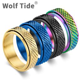 Personality Snake Pattern 304 Rotary Titanium Stainless Steel Ring Band For Men And Women Cool Fashion Finger Rings Jewellery Accessories Wholesale Anillos