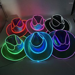 Berets Halloween Christmas LED Wire Light Up Sequin Jazz Hat Adult Neon Luminous Festival Party Dress Cap For Men And Women