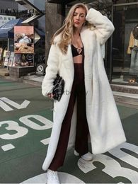 Women's Fur Faux Fur European and American Style Faux Fur Coat with Belt Fur Coat Women Fur Lined Coat Women Winter Faux Fur Coat CoatsL231007