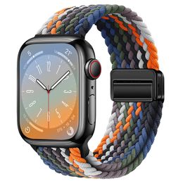 Braided Solo Sport Loop for Apple Watch Band 40mm 41mm 38mm 44mm 45mm 42mm Magnetic Buckle Stretchy Nylon Sport wristband Strap for iWatch Bands series 9/8/7/6 5/4/3/2/SE