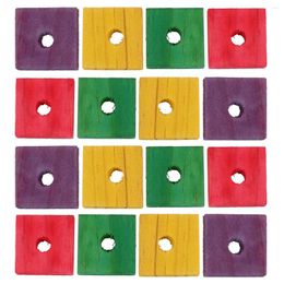 Other Bird Supplies 50 Pieces Chewing Block Colourful Wood With Hole DIY Parrot Blocks Cage Making Parts For