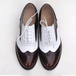 Slippers Custom Handmade Women's Shoes Genuine Leather Cowhide Casual Flat Heeled Shoe's Student Brogues Oxfords 231006