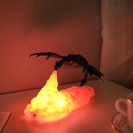 Sonstiges Event-Partyzubehör Halloween-LED-3D-Drachenlampe Kreative Schreibtischlampe Geschenk Nacht Spitfire-förmiges Spiel Beleuchtungsdekorationen Lampara Eis- und Feuerdrache x1009