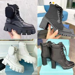 Designer Women Rois Boots Ankle Martin Boots Nylon Boot Military Inspired Combat Boots Nylon Bouch Attached To The Ankle Platform Women High Heels Shoes With Box NO43