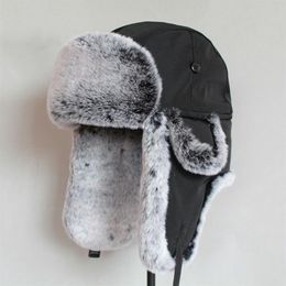 Winter bomber hat For Men faux fur russian hat ushanka Thick Warm cap with ear flaps Y200110298K
