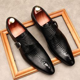 Dress Shoes PJCMG Spring/Autumn Handmade Slip-On Balck/Red Genuine Leather Carved Oxford Flat Men