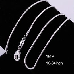 Whole 16-34 Inches 20PCS Snake Necklace Chains 1MM 925 Sterling Silver Findings DIY Jewellery 2950