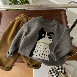 16231 New Autumn Winter Kids Cartoon Dog Pullovers Knitted Sweater Children Long Sleeve O-Neck Knitwear Sweater For Boys Girls