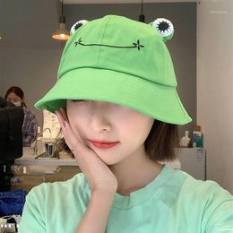 Women Fashion Frog Bucket Hat Female Autumn Summer Hat Cute Cartoon Big Eyes Outdoor Hiking Beach Fishing Cap Sun1264w