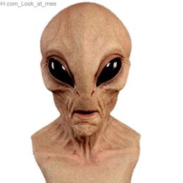 Party Masks Horror Alien Mask Halloween Creepy Latex Big Eyes Alien Full Head Party Mask Alien Headwear Masquerade Carnival Party Props Q231007