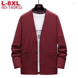 Men's Sweaters Big 6xl 7xl 8xl 140kg Men Cotton Cardigan Jacket Casual Loose Oversized Coat Button Up Spring Autumn Plus-sized