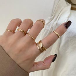 Cluster Rings 7pcs Fashion Jewellery Set Metal Hollow Round Opening Women Finger Ring For Girl Lady Party Wedding Gifts Selling