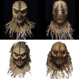 Party Masks Halloween Scarecrow Mask Creative Horror Cosplay Mask For Adult Scary Latex Skull Costume For Spooky Party Carnival Supplies Q231007