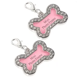 Dog Collars 2 Pcs Pet Listing Stainless Steel Tags Collar Charms Decorative Small Id Card