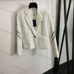 Womens suit Fashion Letter Embroidered Lapel Letter Slim Coat One Button Long Sleeve Suit Jacket