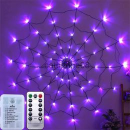 Other Event Party Supplies Halloween Black Spider Web Lights 2.3ft 70LED Purple Light Spider Net Wall light with Remote Indoor Ourdoor Garden Yard Decor x1009