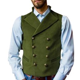 Europe Double Breasted Men Vests Vintage Casual Slim Fit Creative Breathable Latest Coat Design Ropa Hombre Mens Clothes EC50MJ Me300D