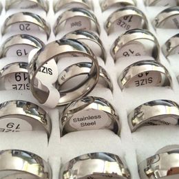 Bulk lots 100pcs High Polished Silver Comfort-fit 6mm Band Stainless Steel Wedding Rings Unisex Jewelry Whole Jewelry Lots Siz246k